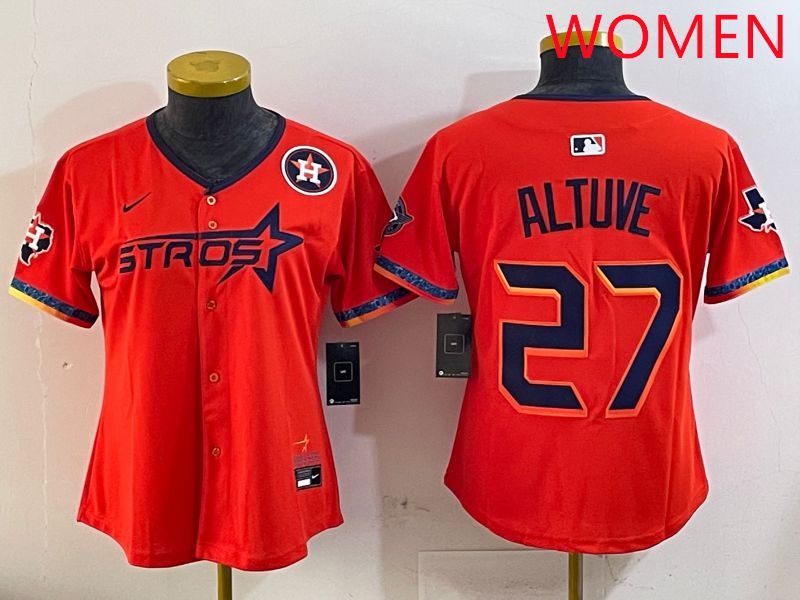Women Houston Astros 27 Altuve Orange Fourth generation Joint Name Nike 2025 MLB Jersey style 6